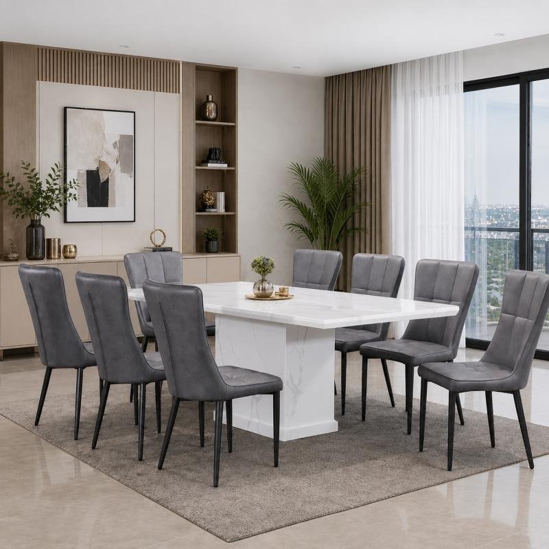 1+8 RECTANGLE MARBLE DINING SET