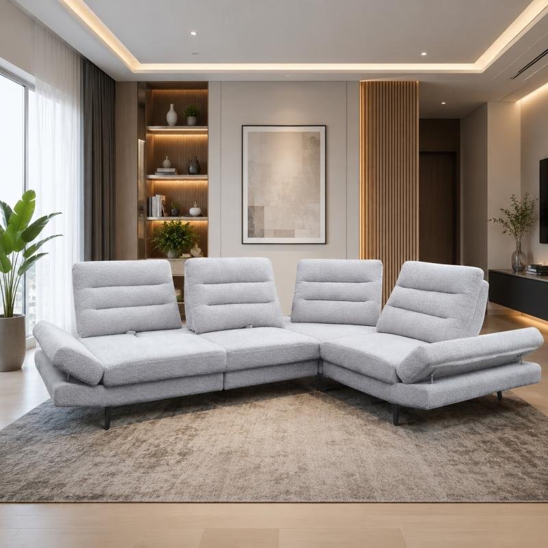 Cloud-Comfort Modern Corner L-Shape Push-Back Sofa