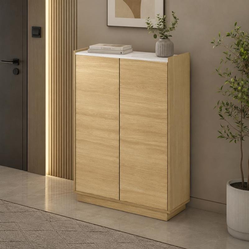 Nordic Minimalist 6-Tier Shoe Cabinet with Ceramic Top
