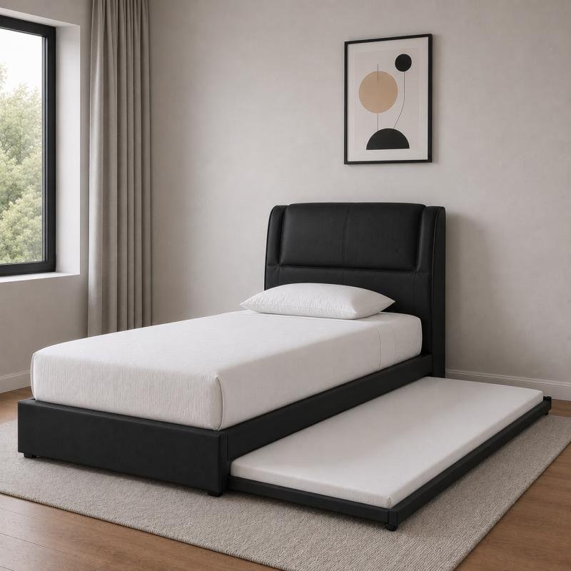 Zenith Space-Saving Single Pull-Out Fabric Bed Frame