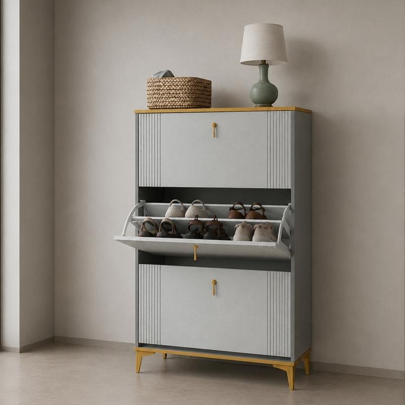 Stockholm Modern 3-Tier Tipping Bucket Shoe Cabinet