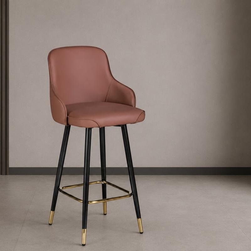 Milanese Luxury Faux Bar Stool with Gold Accents