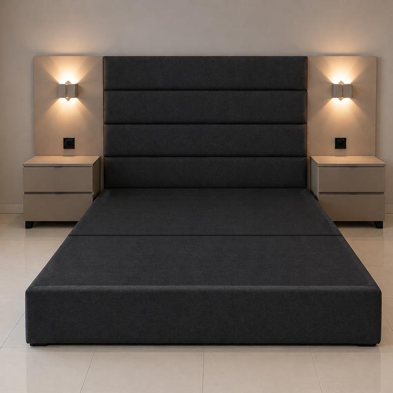 Modern Luxe Paneled Platform Bed with Integrated Nightstands