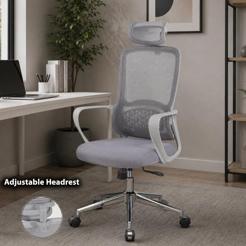 High-Back Mesh Office Chair with Patterned Lumbar Support