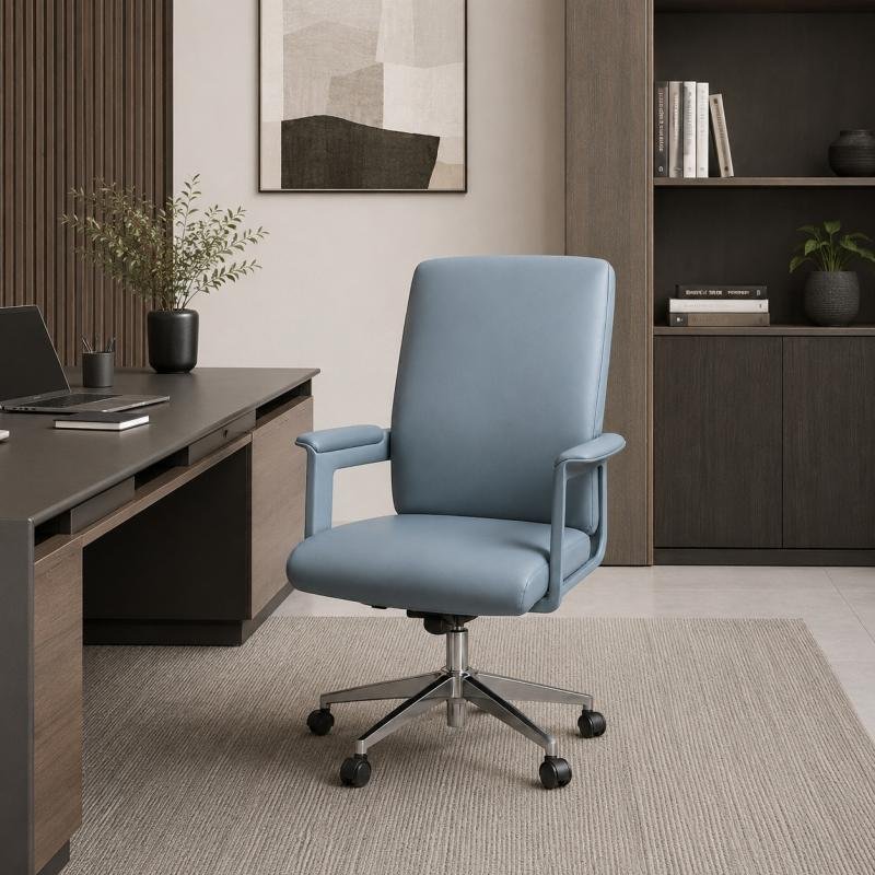 Nordic Minimalist High-Back PU Leather Executive Chair