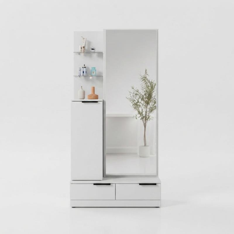 5-Piece Bedroom Furniture Set – Arctic White & Dusty Rose Velvet