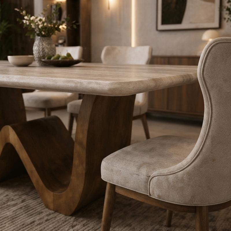 sophisticated marble dining set with 6 chairs
