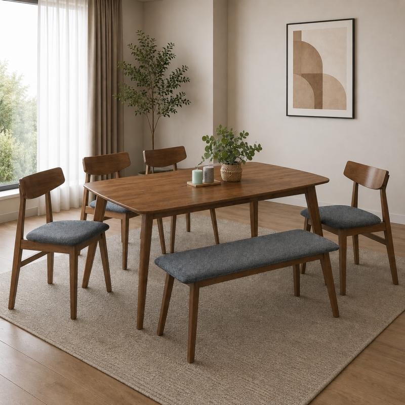 Heritage Modern 6-Piece Full Solid Wood Dining Set