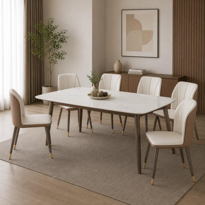 Milanese Luxury 7-Piece Ceramic Top Dining Set