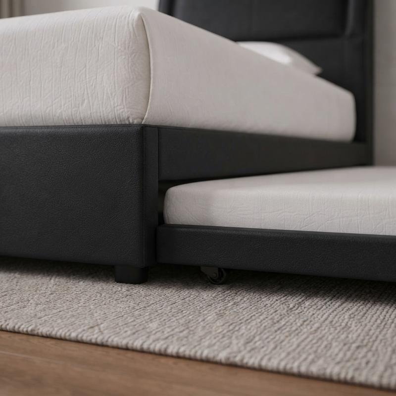 Zenith Space-Saving Single Pull-Out Fabric Bed Frame