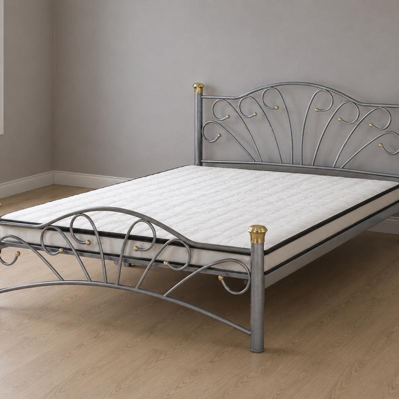 Victoria Classic Metal Bed Frame (Silver & Gold Accents)
