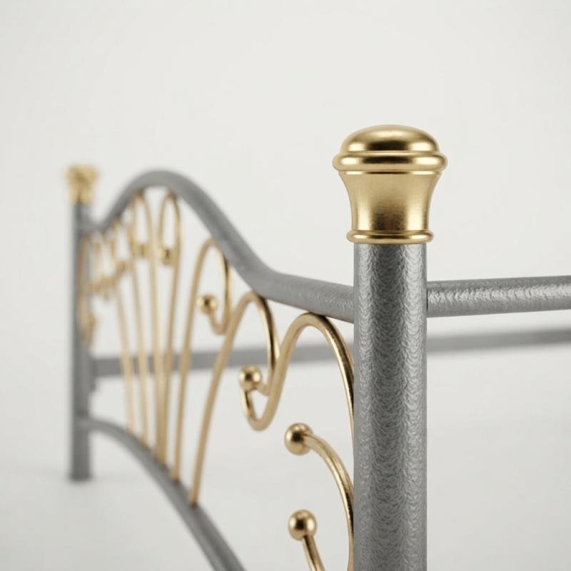 Victoria Classic Metal Bed Frame (Silver & Gold Accents)