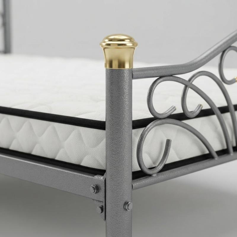 Victoria Classic Metal Bed Frame (Silver & Gold Accents)