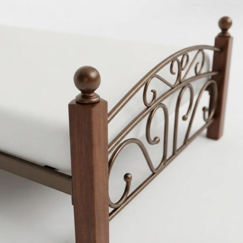 Heritage Classic Wood & Metal Platform Single Bed Frame