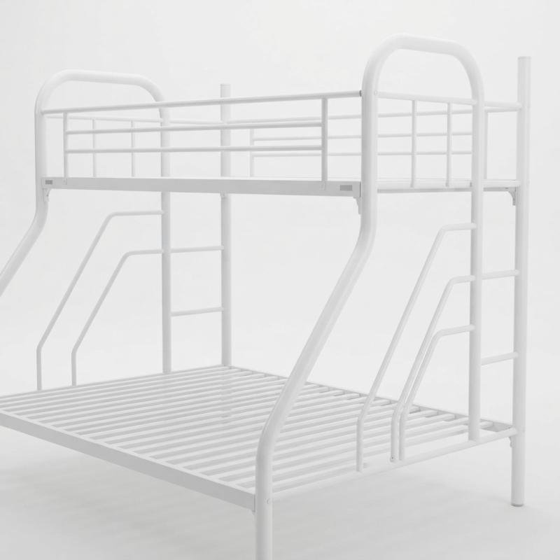 Alpine White Heavy-Duty Metal Triple Sleeper Bunk Bed (Single over Queen/Double)