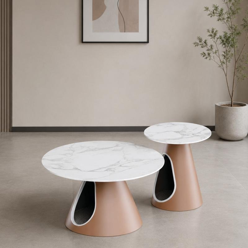 Nordic Nesting 2-Piece Sintered Stone Coffee Table Set