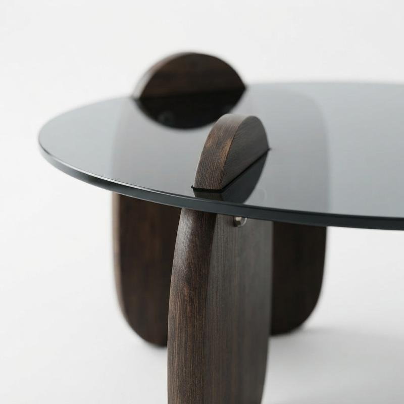 Eclipse Modern 2-Piece Nesting Coffee Table Set (Smoked Glass & Dark Ash)
