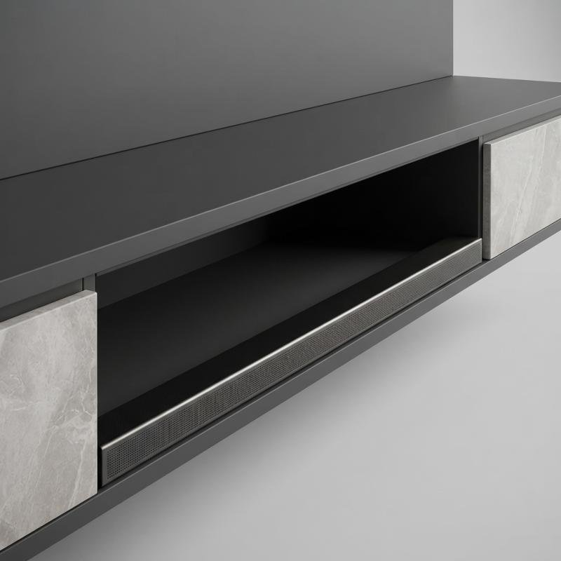 Modern 6x5ft Wall-Mounted Feature TV Cabinet