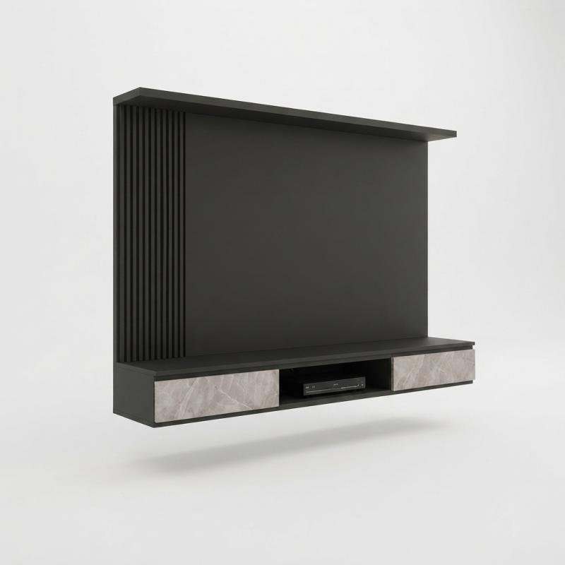 Modern 6x5ft Wall-Mounted Feature TV Cabinet