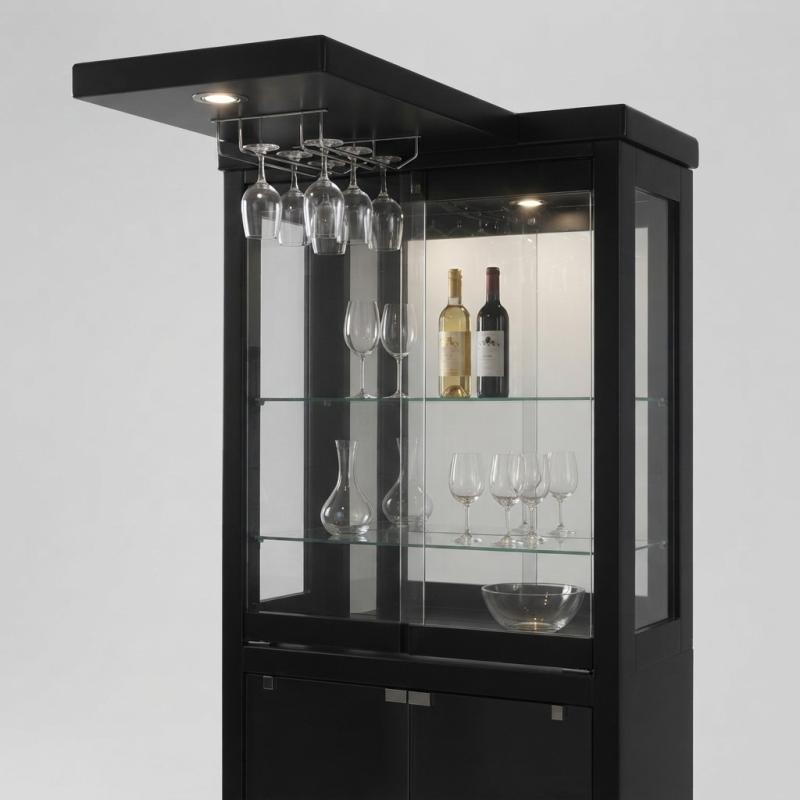 Manhattan Modern Home Bar Counter & Illuminated Wine Cabinet