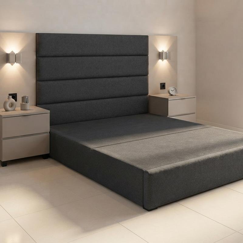 Modern Luxe Paneled Platform Bed with Integrated Nightstands