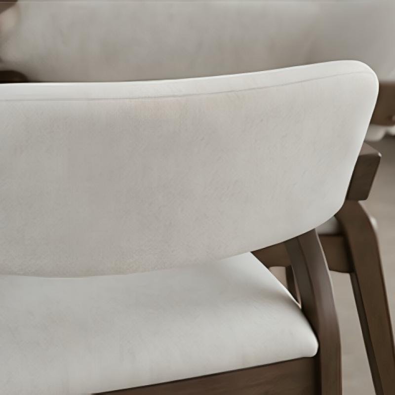 Organic Modern Walnut Dining Table & Cream Sculptural Armchair Set