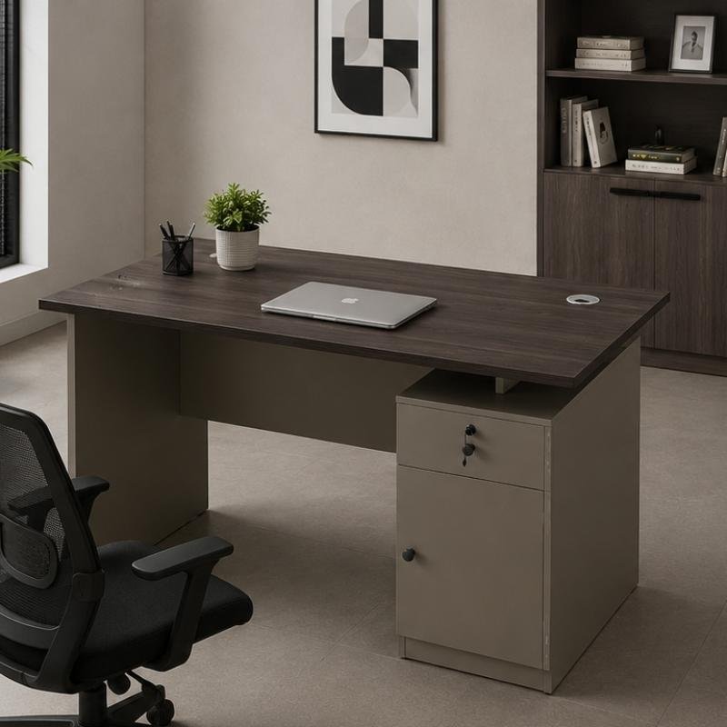 Modern 4-Drawer Executive Desk with Dual-Lock Storage