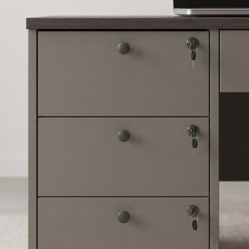 Modern 4-Drawer Executive Desk with Dual-Lock Storage