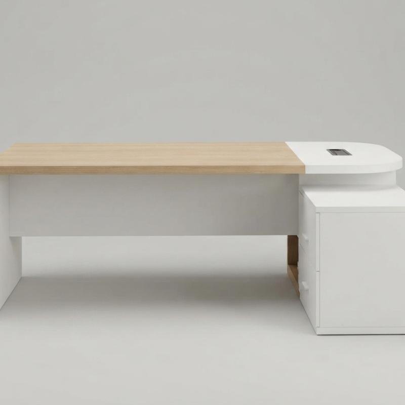Minimalist L-Shaped Executive Desk with Integrated Storage