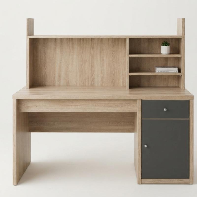 Urban Minimalist Study Desk with Integrated Storage Hutch