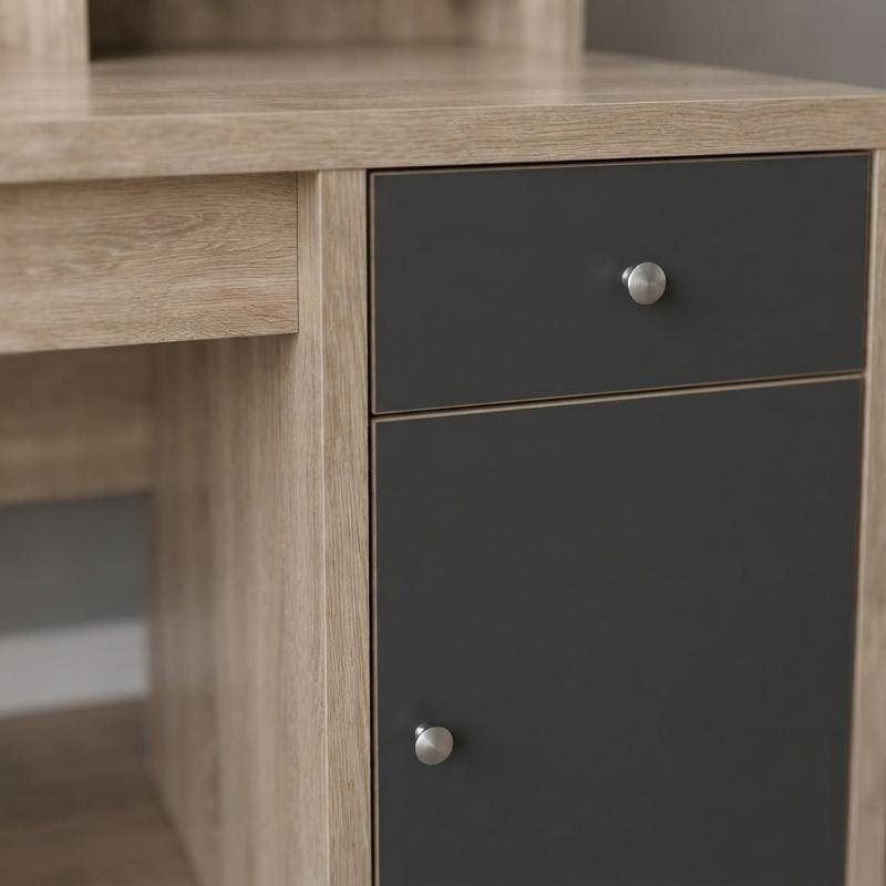 Urban Minimalist Study Desk with Integrated Storage Hutch