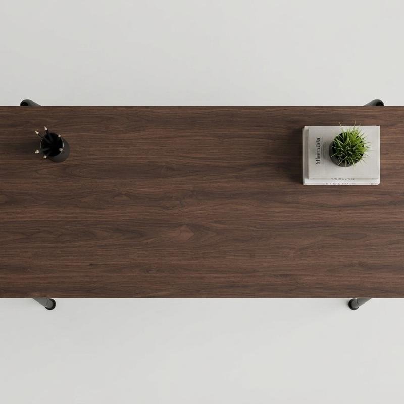 Minimalist Industrial Workstation with Perforated Modesty Panel