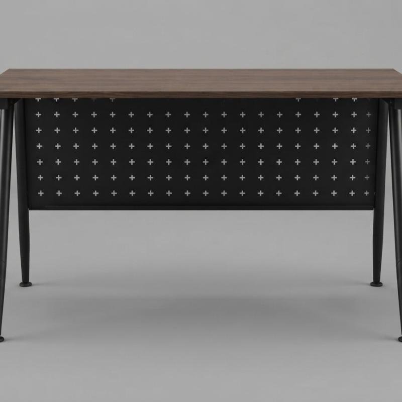 Minimalist Industrial Workstation with Perforated Modesty Panel
