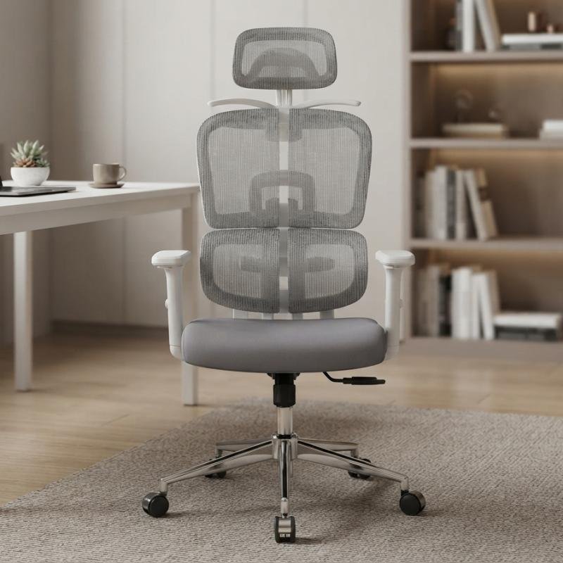 Ergonomic High-Back Mesh Office Chair with Adjustable Headrest & Armrests