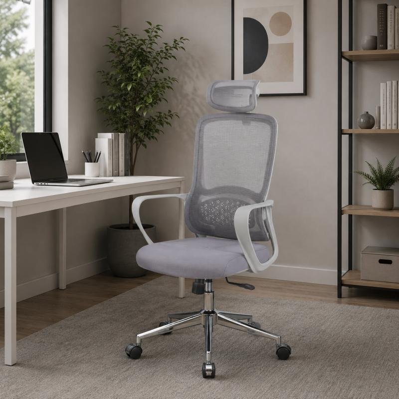 High-Back Mesh Office Chair with Patterned Lumbar Support