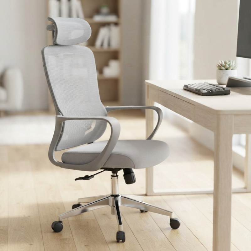 High-Back Mesh Office Chair with Patterned Lumbar Support