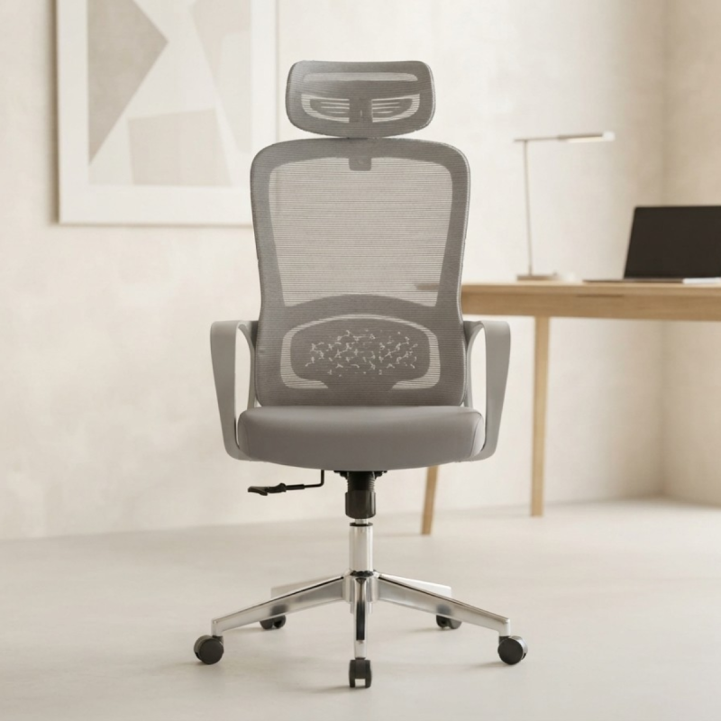 High-Back Mesh Office Chair with Patterned Lumbar Support
