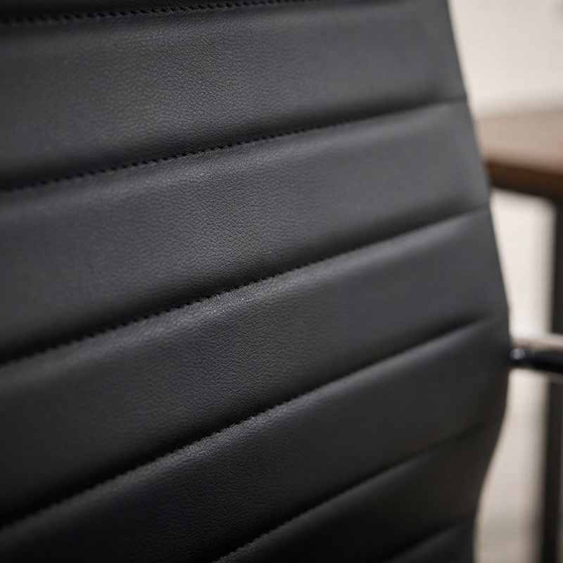 Modern Ribbed PU Leather Executive Office Chair