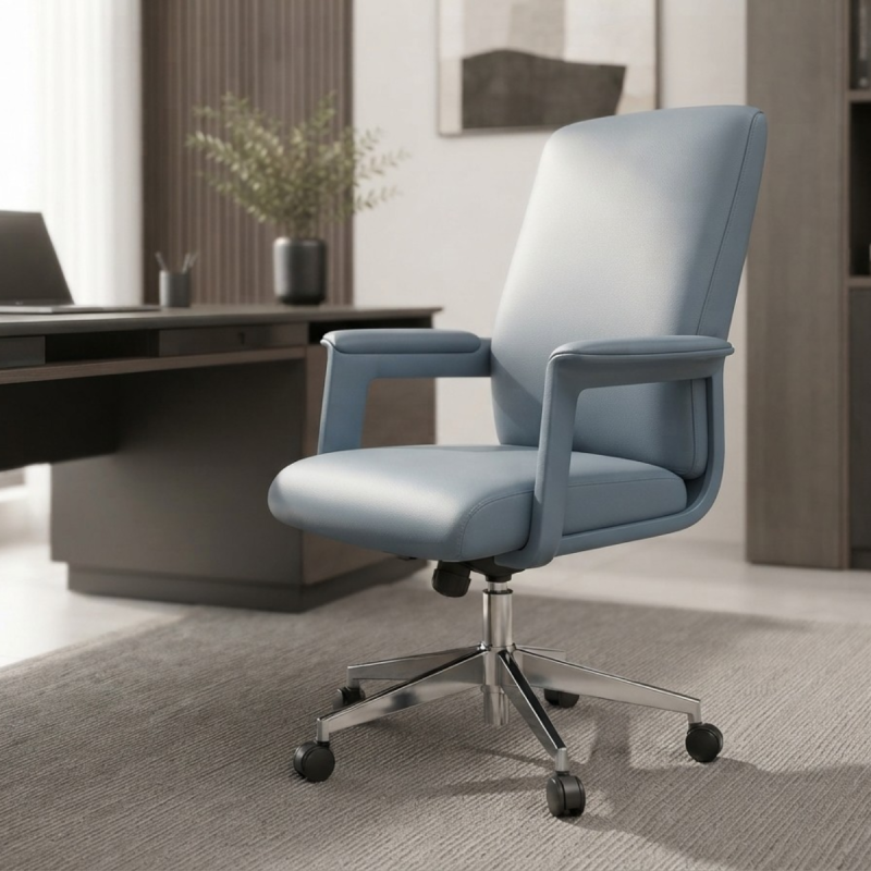 Nordic Minimalist High-Back PU Leather Executive Chair