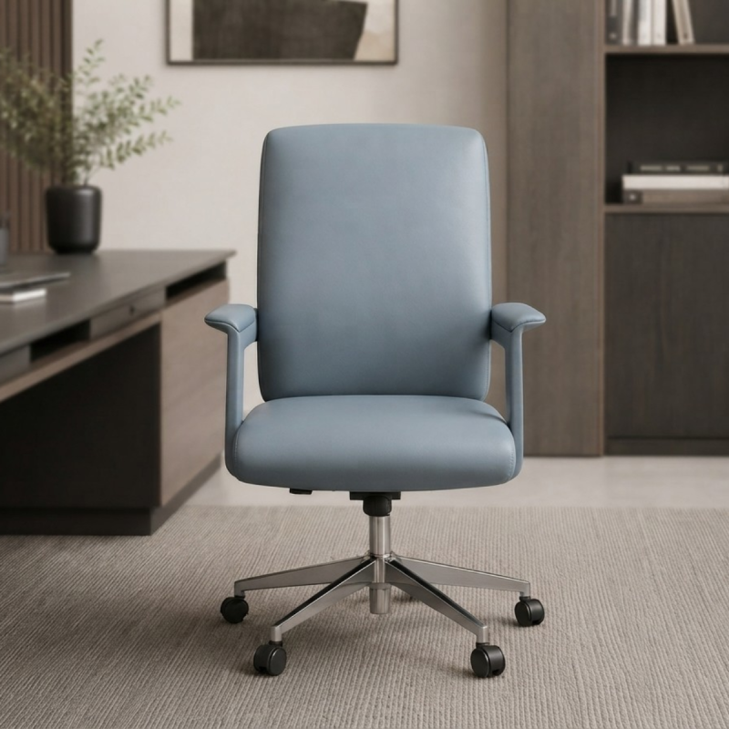 Nordic Minimalist High-Back PU Leather Executive Chair